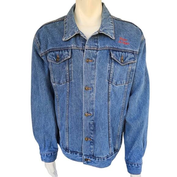 Vintage Riviera Hotel Casino Las Vegas Denim Jacket Circe Jeans Size L 90s Embro - Picture 2 of 11